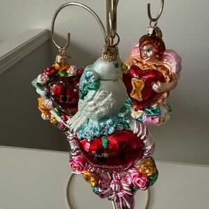 Set of 3 Christopher Radko Valentine’s Holiday Ornaments